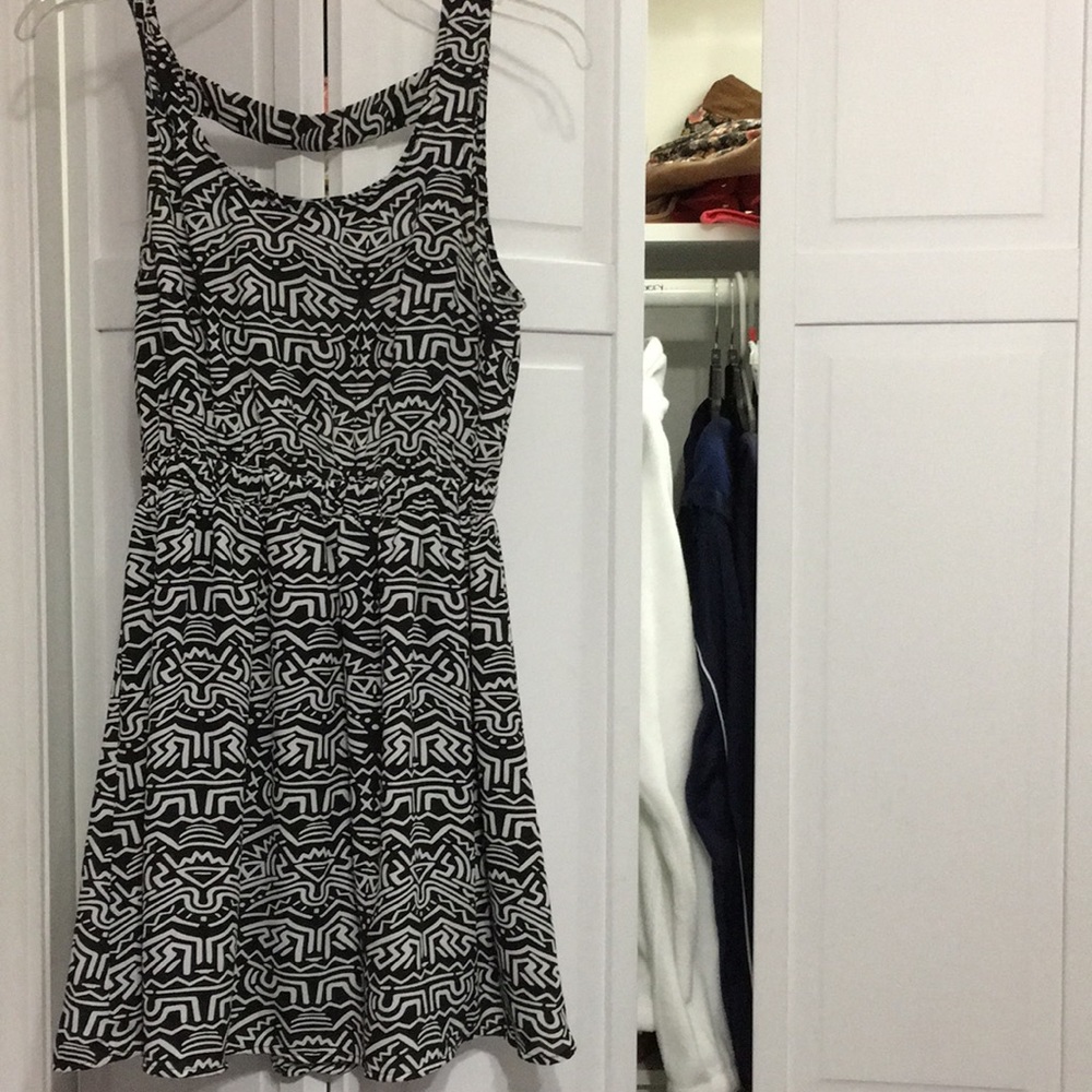 Black and white tribal print dress